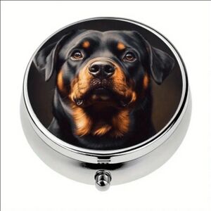 Rotweiller 3 Compartment Pill Box- Silver